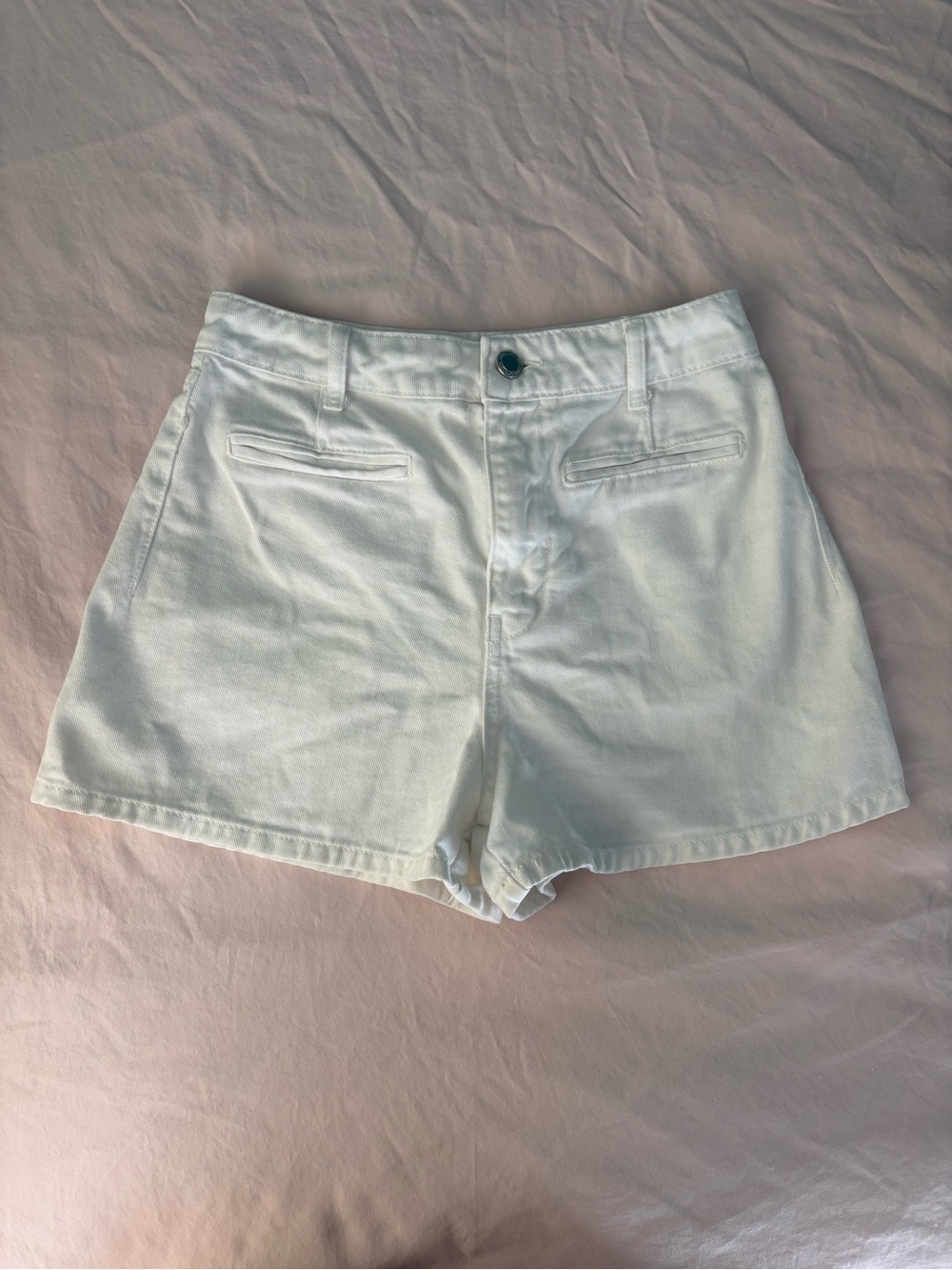 Zara White High-Waist Tailored Shorts